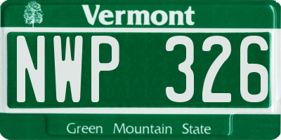 VT license plate NWP326