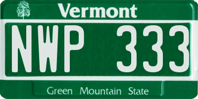VT license plate NWP333