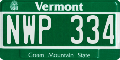 VT license plate NWP334