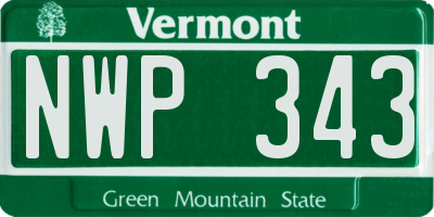 VT license plate NWP343