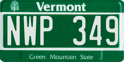 VT license plate NWP349