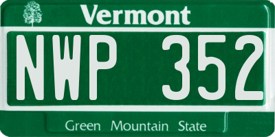 VT license plate NWP352