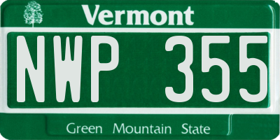 VT license plate NWP355