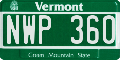VT license plate NWP360