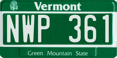 VT license plate NWP361