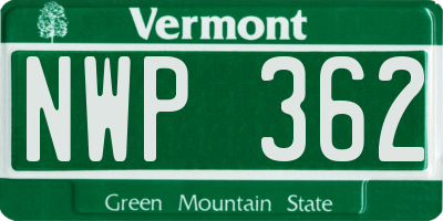 VT license plate NWP362