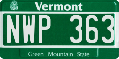 VT license plate NWP363
