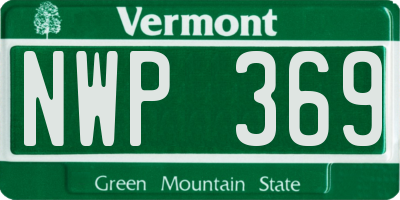 VT license plate NWP369