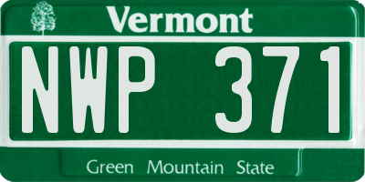 VT license plate NWP371