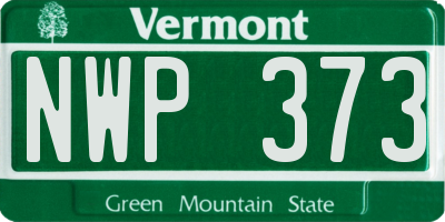 VT license plate NWP373