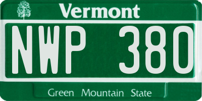 VT license plate NWP380