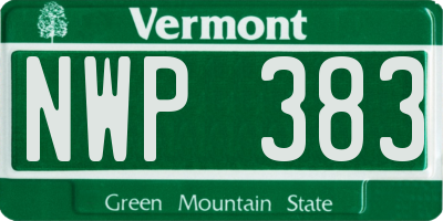 VT license plate NWP383