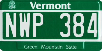 VT license plate NWP384