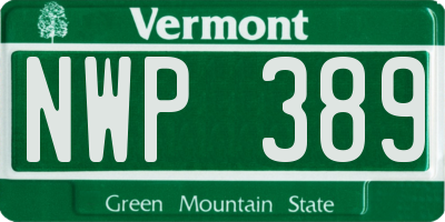 VT license plate NWP389