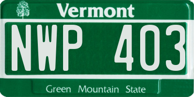 VT license plate NWP403