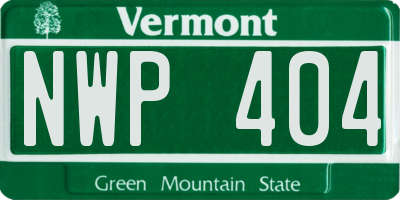 VT license plate NWP404
