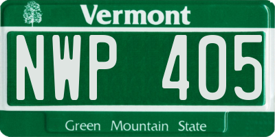 VT license plate NWP405