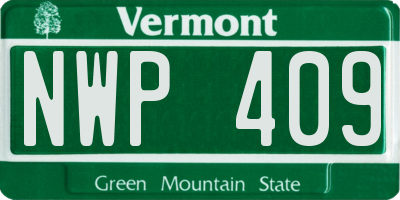 VT license plate NWP409