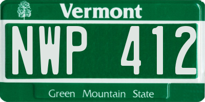 VT license plate NWP412