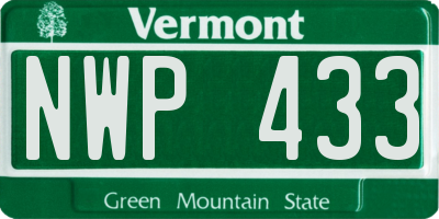 VT license plate NWP433