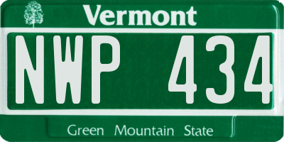 VT license plate NWP434