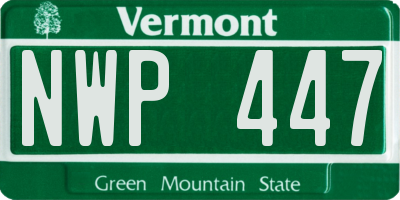 VT license plate NWP447