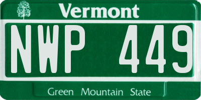 VT license plate NWP449