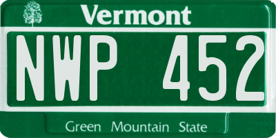 VT license plate NWP452