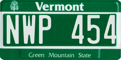 VT license plate NWP454