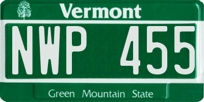 VT license plate NWP455