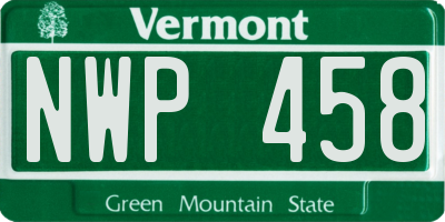 VT license plate NWP458
