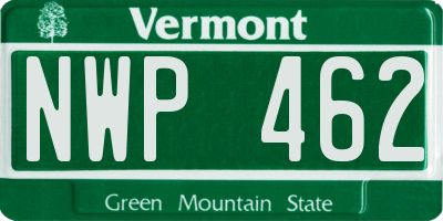 VT license plate NWP462