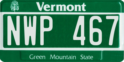 VT license plate NWP467