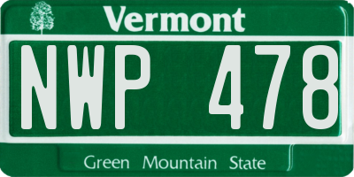 VT license plate NWP478