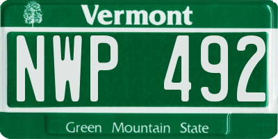 VT license plate NWP492