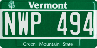 VT license plate NWP494