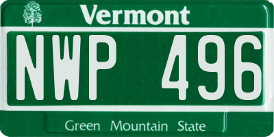 VT license plate NWP496