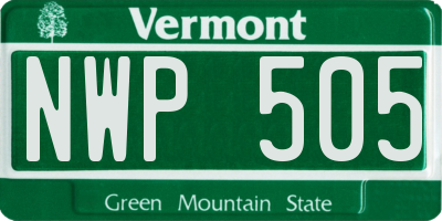 VT license plate NWP505
