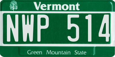 VT license plate NWP514