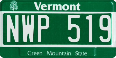 VT license plate NWP519