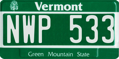 VT license plate NWP533