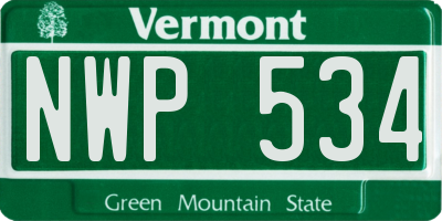 VT license plate NWP534