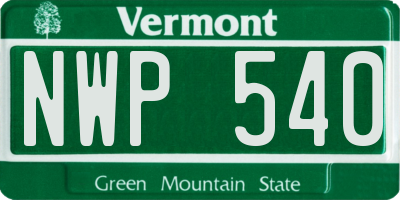 VT license plate NWP540