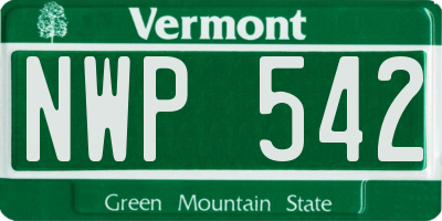 VT license plate NWP542