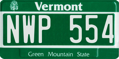 VT license plate NWP554