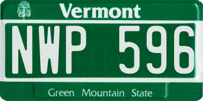 VT license plate NWP596