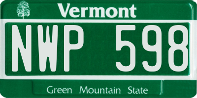 VT license plate NWP598