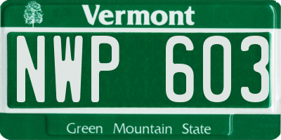 VT license plate NWP603