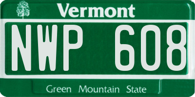VT license plate NWP608