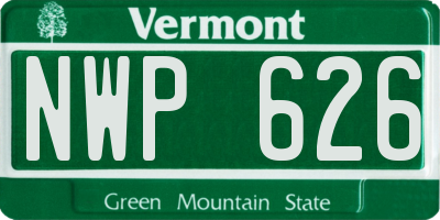 VT license plate NWP626